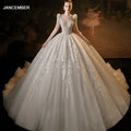 Blossom Mist Vintage Lace Long Sleeves Wedding Dress 2024 Luxury Dubai Royal Train Princess Bridal Gowns Lsmx023