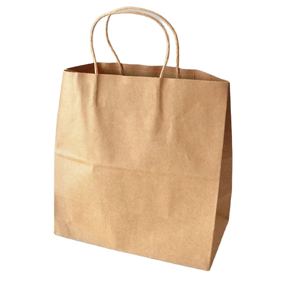 THB-291529 Eco-Friendly Durable Classic Kraft Twisted Handle Shopping Paper Bags
