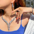 Cubic Zirconia Stone Heavy Work Multi Color Big Necklace Arabic Dubai Bridal Jewelry Set for Women Luxury Wedding Accessories