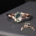 OL1041 Abiding Fine Jewelry Custom Oval 6x8mm Stone Rose Gold Plated 925 Sterling Silver Moss Agate Engagement Ring