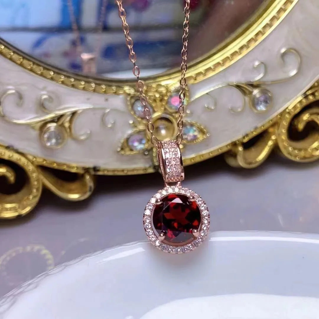 Hot Sale Boho Custom CZ Name 925 Sterling Silver Natural Garnet Chain Women Jewelry Pendant Necklace