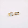 Trendy Minimalist Style 18K PVD Gold Plated Tarnish Free & Water Resistant White Shell Rings Stainless Steel Jewelry for Women