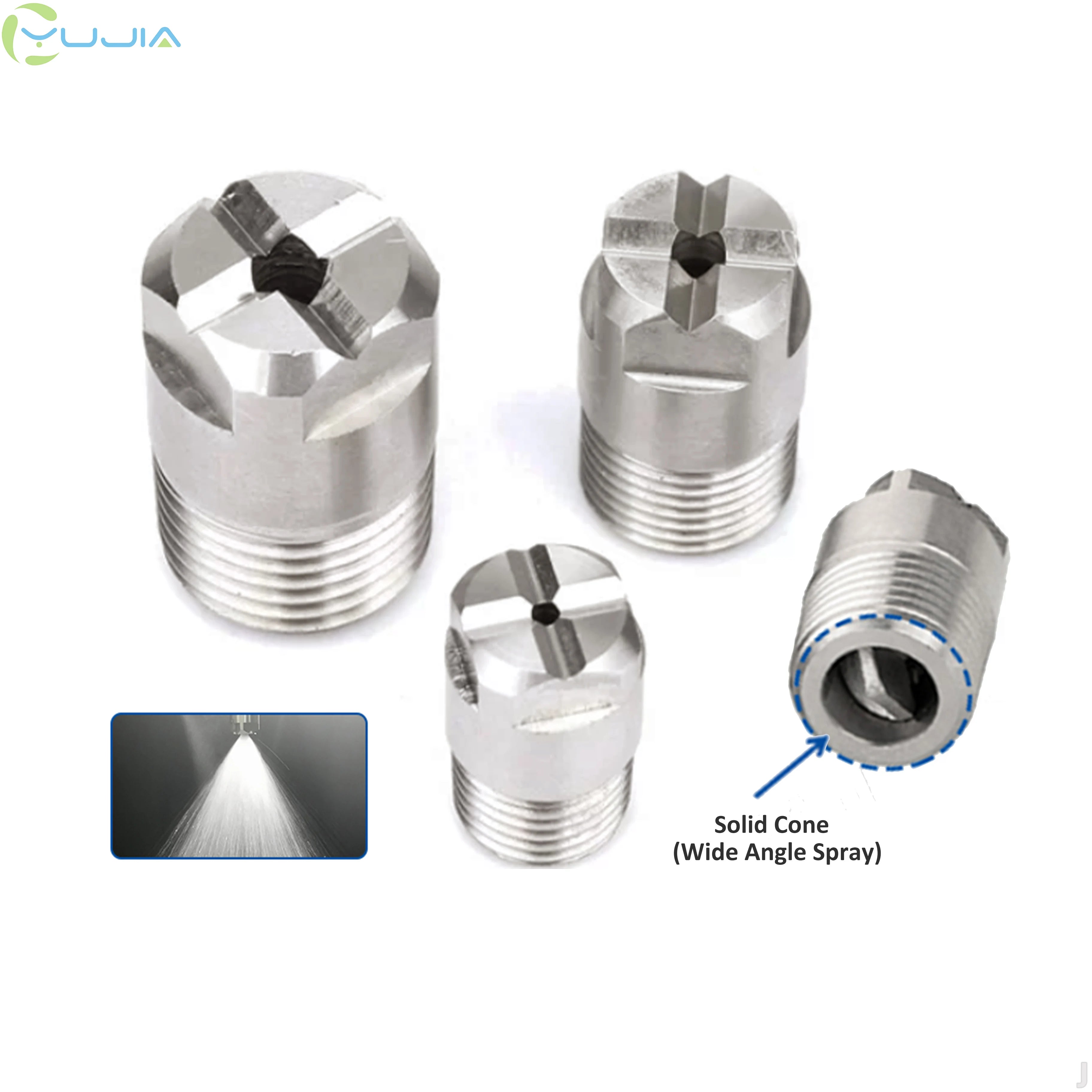 New Yujia Square Stainless Steel 304 Wide Angle Solid Cone Water Spray Nozzle (HHSQ) Construction-Cleaning Dust Removal