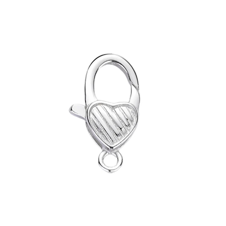 13mm Fashion 925 Sterling Silver Twill Shape Heart Lobster Clasp for DIY Jewelry Necklace Bracelet Making Accessories
