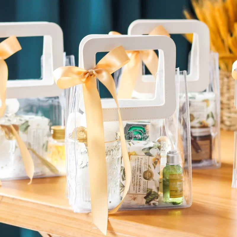 Wedding Candy Bag Present Holder PVC Hand Gift Bag Engagement Gift for Friends Gift Bag With Hand