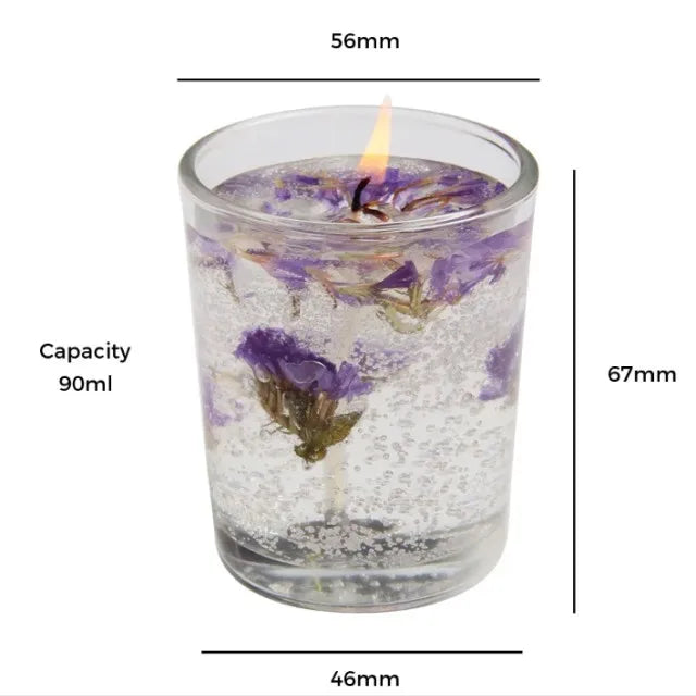 Dried Flowers Rose Lavender Lemon Jelly Wax Scented Candle Aromatherapy
