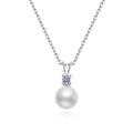 S925 Sterling Silver Natural Freshwater Pearl Moissanite Necklace Classic Style Silver Plated for Gift