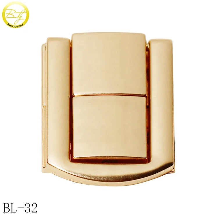 Personalized Matte Gold Metal Hardware Clip Fastener Locks for Purse Bag Parts & Accessories