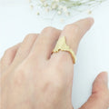 Minimalist Simple Style Solid Eritrea Map Charm Rings Gold Plated African Culture Jewelry Perfect Gift for Birthday Gift