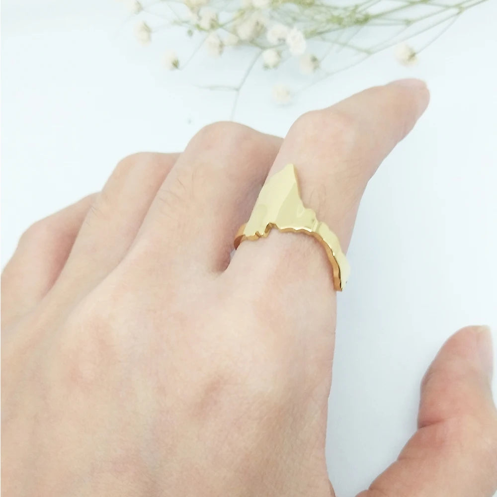 Minimalist Simple Style Solid Eritrea Map Charm Rings Gold Plated African Culture Jewelry Perfect Gift for Birthday Gift