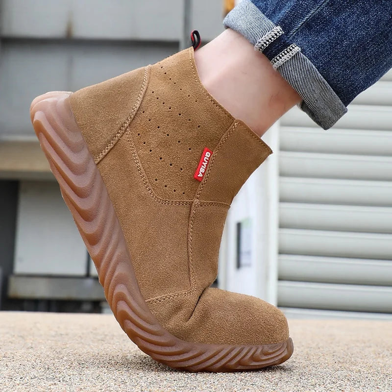 GUYISA  Customizable Industrial Outdoor Safety Shoes High Top Suede Anti-Slip Steel Toe Unisex Winter Summer Safety Boots