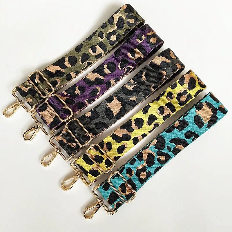 For Deepeel GL023 Adjustable Nylon Crossbody Shoulder Straps 5cm Wide Leopard Print Bag Accessories