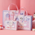 Baby pink Purple Starry Hot Foil Exquisite Romantic Animal Pattern Baby Birthday Portable Gift Package Paper Box With Handle