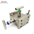 Stainless Steel 3 Way Instrument Air Manifold Assembly 3 Valve 6000 psi Block and Bleed Flange Fitok Type Needle Valve