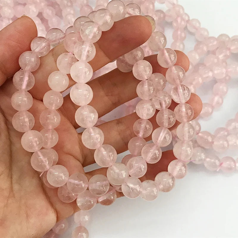 Natural Rose Quartz Beaded Gemstone Bracelets for Women Daily Wear Jewelry Gift for Lover Birthday Wholesale