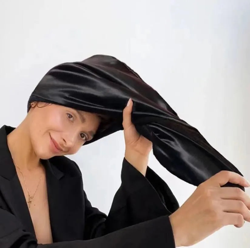 Silk Dry Hair Cap Enlarged Women'S Long Hair Water Absorbing Microfiber Dry Hair Elastic Towel Cap With Botton