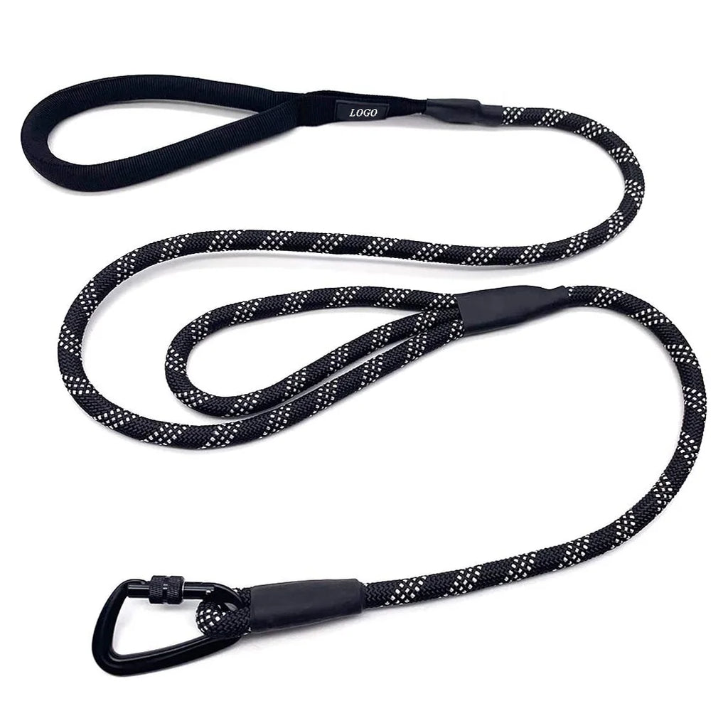 Premium Quality Double Handle Climbing Rope Dog Lead Reflective Nylon Leash with a Locking Carabiner