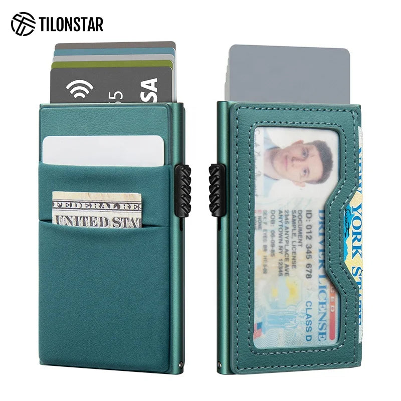 TILONSTAR TVC326 Anti Theft Pop up Aluminum Slim RFID Minimalist Mens Wallets Card Holder