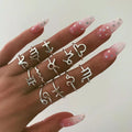 ODM Women's Trendy 12 Zodiac Sign Astrology Ring Set Alloy Silver Plated Joint Finger Rings Custom Jewelry ODM