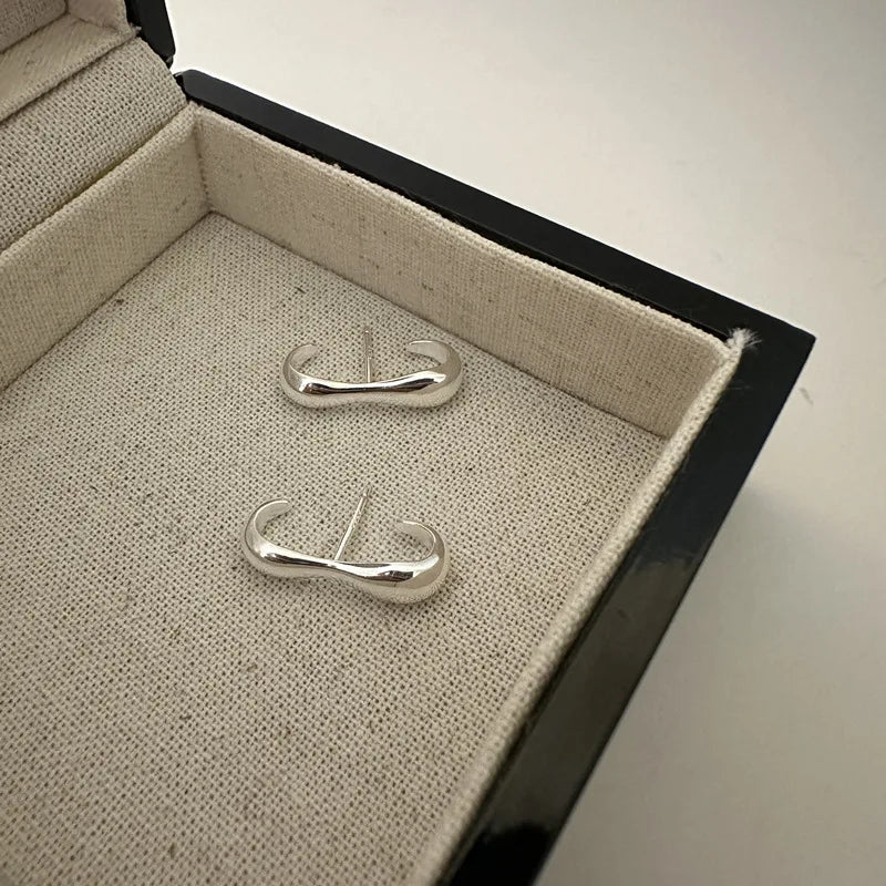 Fine Jewelry Non Tarnish Earring 925 Sterling Silver Unique bar Shape Stud Earring
