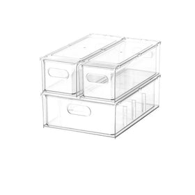 8pack Best Seller BPA Free Custom Clear Plastic Fridge Storage Drawer Organizer Pull Out with Lids for Fruit Soda Can