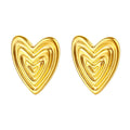 2023 Fashion New Stainless Steel Plated 18K Gold Texture Light Luxury Design Sense Heart Earrings Spot Wholesale