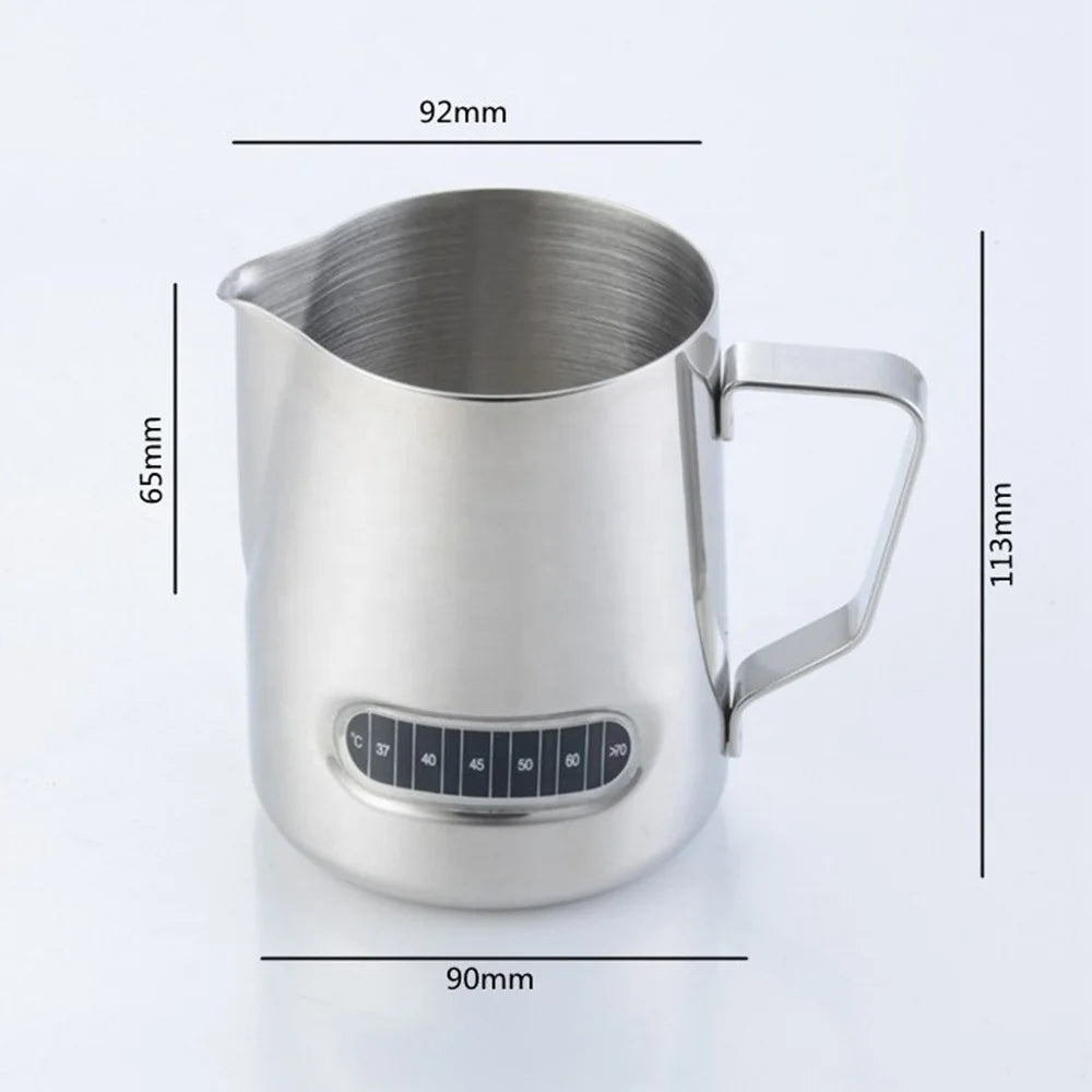 600ml Milk Pitcher with Thermometer Milk Frothing Jug Espresso Coffee Pitcher