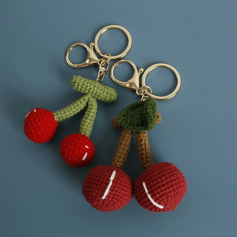 Cute Handmade Anime Woven Knitted Pig Sleutelhanger Wool Crochet Pendant Kawaii Fruit Keyring Bag Purse Charm Accessories