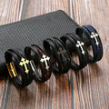 Wholesale Classic Leather Bracelet for Men Fashion Christian Jewelry Stainless Steel Magnetic Clasp Cross Charm Bracelet