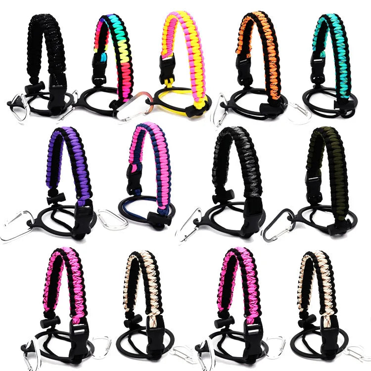 Stock Water Bottle Hand- Strap Camping Safety Bottle Ropes Para Cord Handle for Hydro Wide Mouth Flask Water Bottles Minimalist