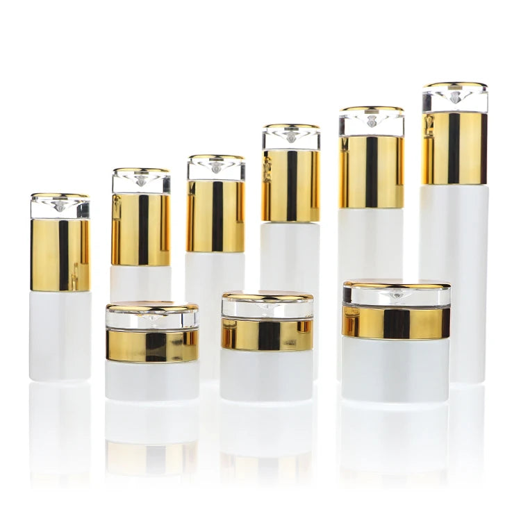 Luxury Cosmetics Packaging Glass Bottle Sets Cream Jar and Pump Spray Bottle Set Skincare Face Cream Lotion Bottle