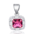 Elegant 925 Sterling Silver Jewelry Pendants AAA Crystal Rhodium Plated Ruby Gemstone Pendant