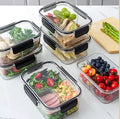 Wholesale Kitchen Plastic Food Container Food Box Lunch Box 3 Plaid Food Crisper