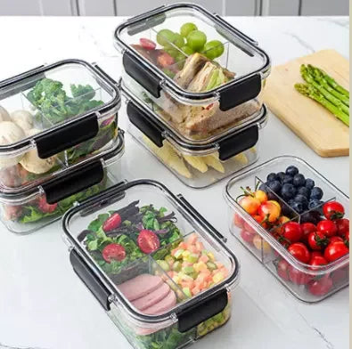 Wholesale Kitchen Plastic Food Container Food Box Lunch Box 3 Plaid Food Crisper