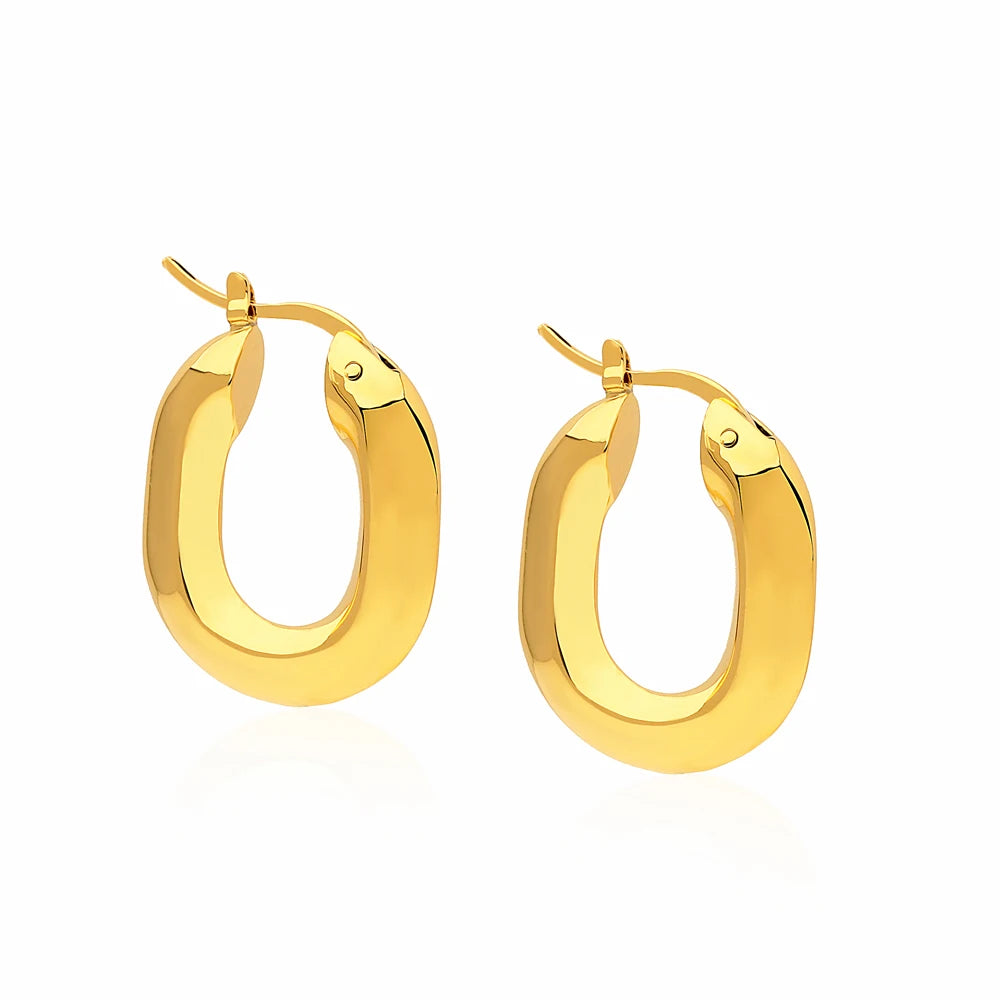 Geometric Shaped Silver Gold Plated Hoop Earrings Stylish Fashion Stud Earrings with Unique Geometric Design