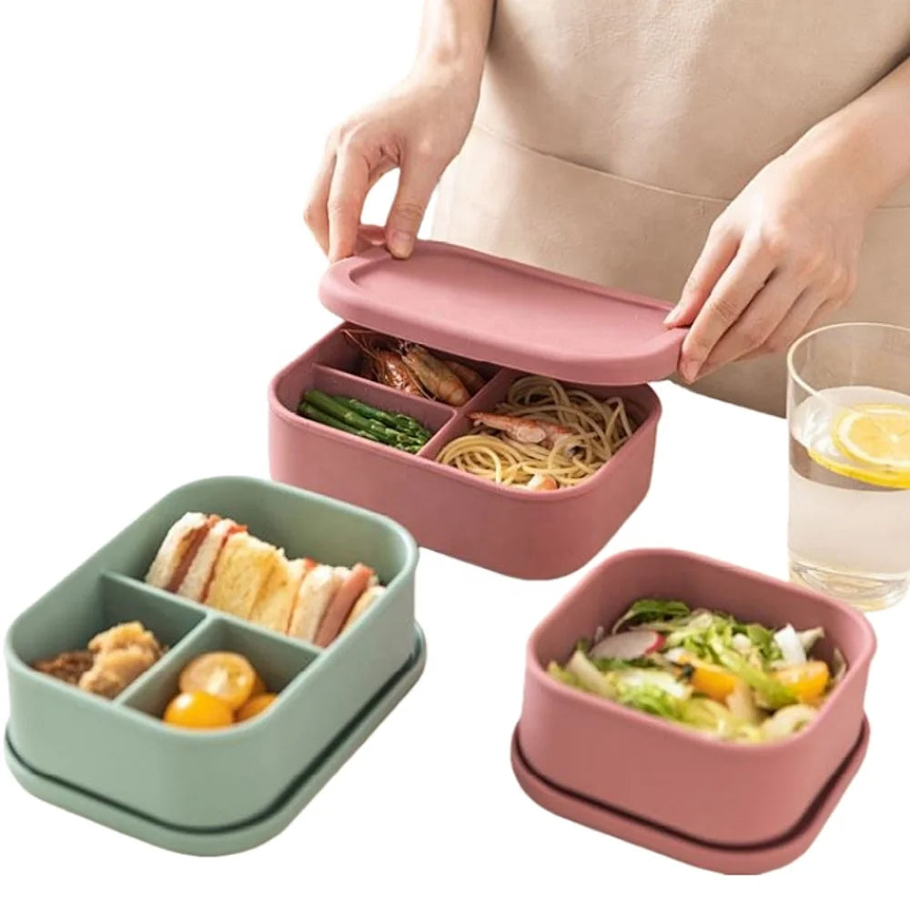 Hot Sales Portable Food Grade Silicone Rectangular Food Container Bento Box Silicone Lunch Food Box With Lid
