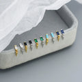 Nagosa Minimalist 925 Sterling Silver 18k Gold Vermeil baguette Cubic Zirconia Rivet Stud Earrings