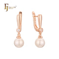 FJ Fallon Fashion Jewelry Pearl Earrings Plated in Rose Gold Brass Based