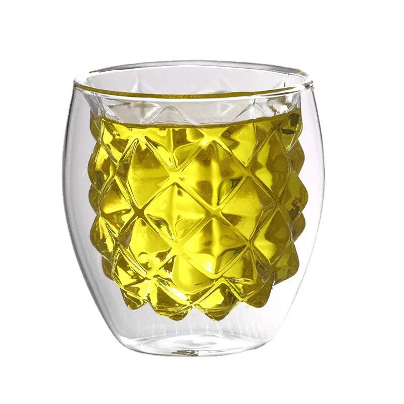 Clear Glass Juice Cup Fruit Milk Mug Double Wall Heat Resistant Glass Tumbler