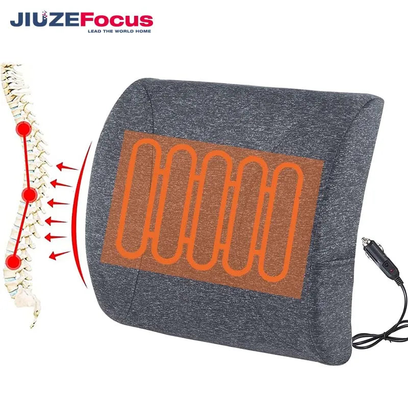 Heated Lumbar Support Pillow for Car Memory Foam Back Support Cushion for Lower Back Pain Relief Perfect