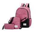 Cheap Water-Resistant Breathable Laptop Backpack 3pcs Set Casual Travel Backpack College High School Student Schoolbag