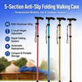 CE Aluminum Telescopic 3-Section Hiking Mountain Climbing Adjustable Folding Walking Cane with Rubber Tip OEM/ODM MegaBDM