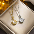 Wholesale Stainless Steel Trendy Fashion Luxury Cute Vintage Necklace Zircon Planet Star Girls Necklace