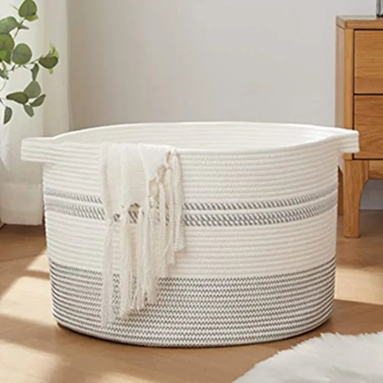 QJMAX High Quality Foldable Multipurpose Cotton Rope Storage Organizer with Handles for Clothing Storage