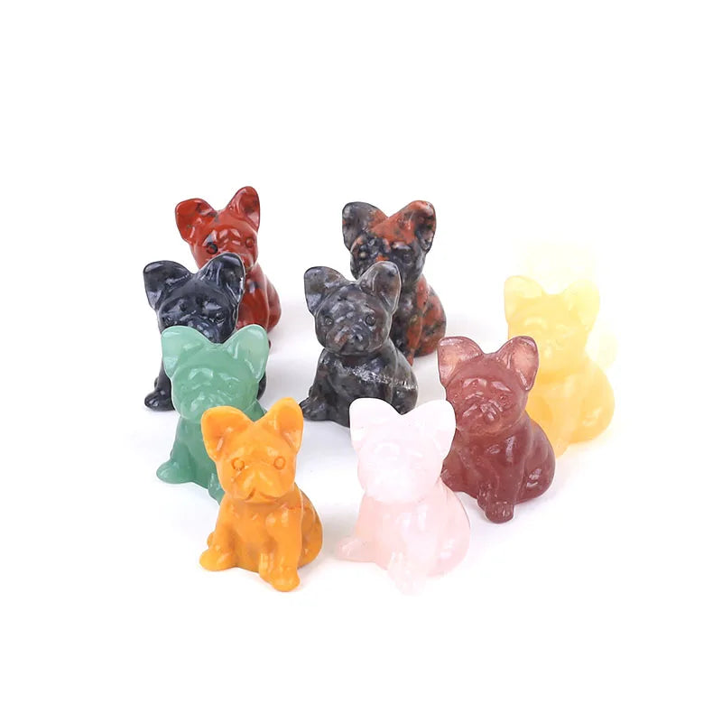 1.3 Inch Natural Healing Stones Crystal CUTE DOGS Model Carving Crafts Amethyst Crystal Gifts Crystal DOGS