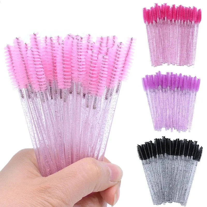 50pcs Wholesale Disposable Eyelash Brush Glitter Applicator Extension Disposable Eyelash Wand