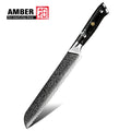 Elaborate Unique Design Damascus Steel Kitchen Bread Knife with Durable Full-tang Black Turquoise Stone Handle
