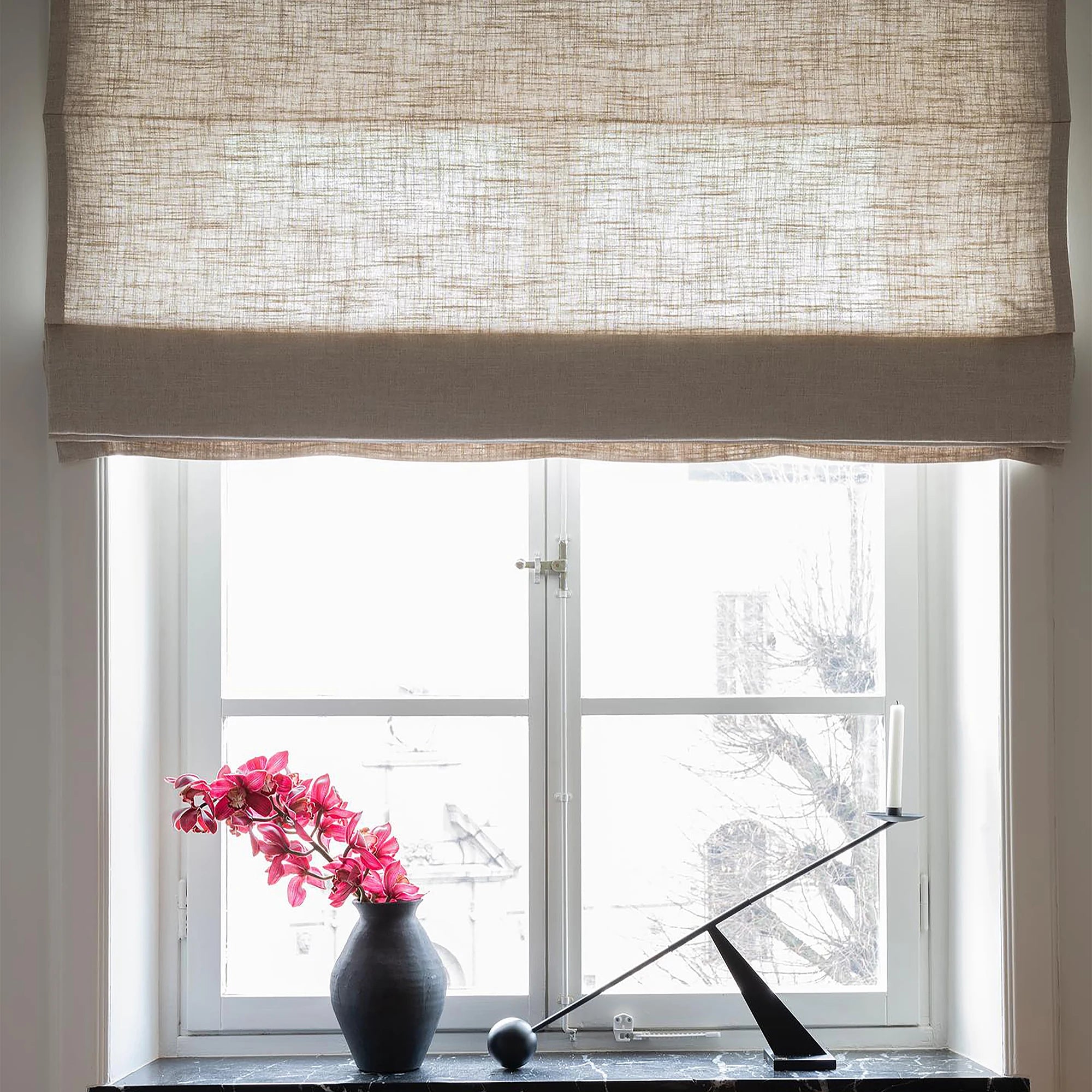 Customizable Linen Texture Roman Blinds Elegant Curtains for Home Decor