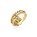 Cheaper 18K Gold Plated Brass Zircon Evil Eye Rings Adjustable Personality Drop Rings for Women