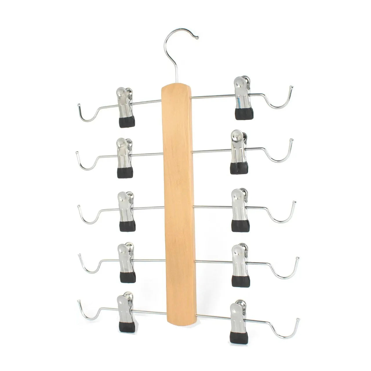 Tailai Wooden  Pants Skirt Hangers Organizer Space Saving Hangers with Adjustable Clips Pants Hangers Clips Swivel Hooks